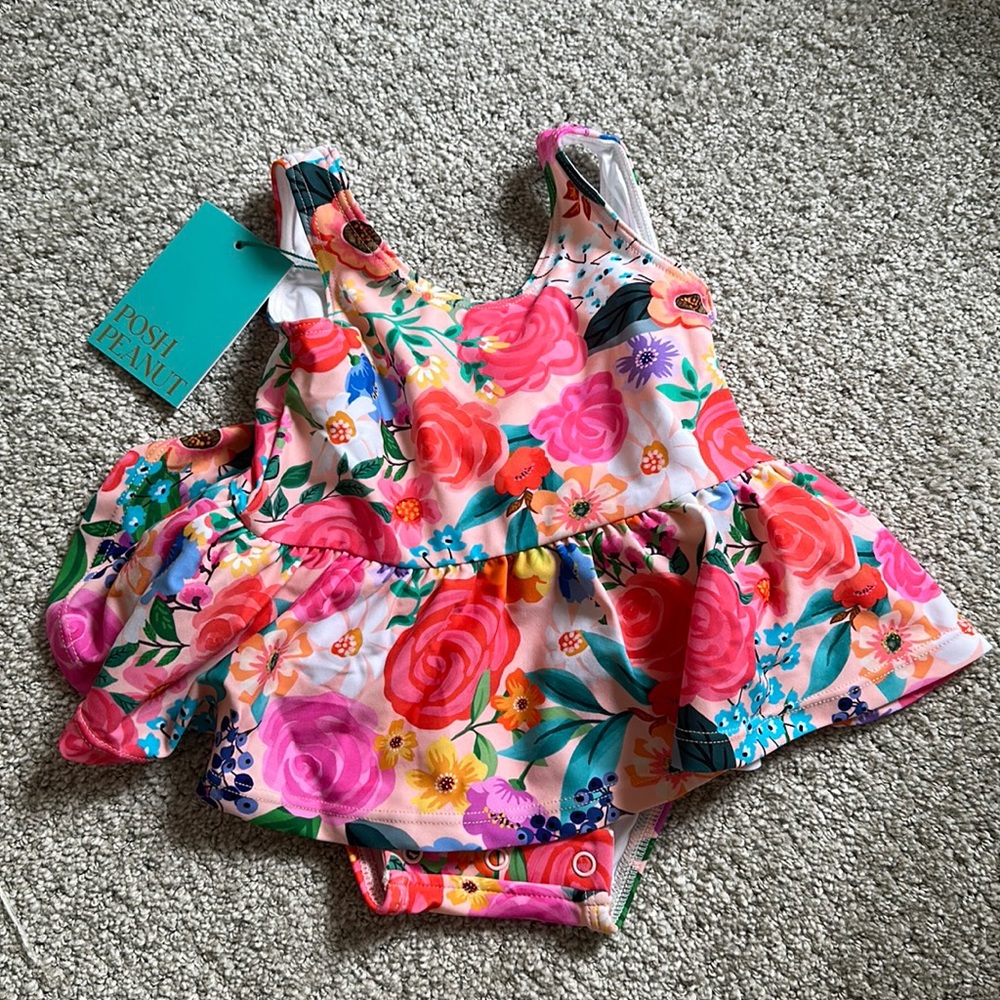 Posh Peanut 6-12 Infant Baby Girls Bathing Suit Swimsuit Beachwear NWT Floral